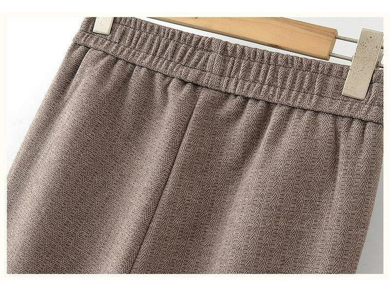 Mom's Spring Casual Elastic Waist Loose Straight-Leg Pants for Middle-Aged and Elderly Women