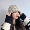 Women's Winter Daily Ponnies Twisted Beige Beanie Hat