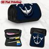 2D Flat Printing 1pc Navigation Anchor Rope Pigeon Silver Design Double Layer Flip Pencil Case - Large Capacity Zipper Closure, Suitable for Schools,