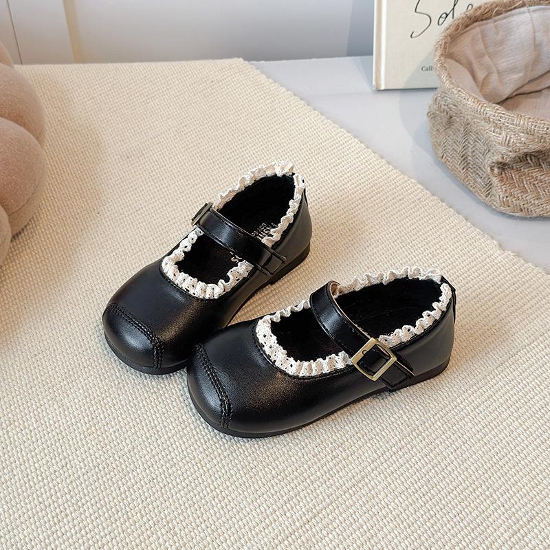 2026 Spring Children's Soft-Soled Leather Shoes - Baby Princess Lace Trim Shoes for Toddlers and Kids - Fashionable Flats