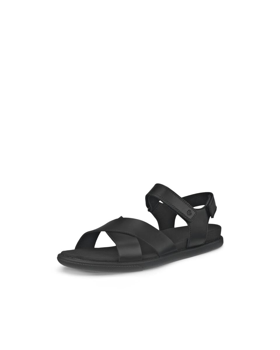 

ECCO Damara Genuine Leather Women s Flat Strap Sandals, Black, Size 24.5 cm, 3E, 24840301001