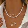 Boho Multilayer Imitation Pearl Necklace for Women Gold Plated Starfish Shell Pendant Choker Female Beach Party Vacation Zircon