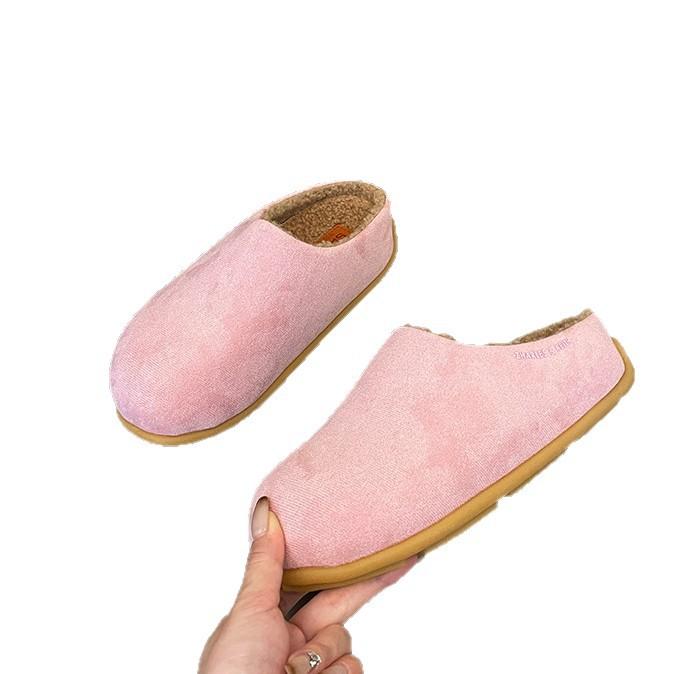Cotton slippers women's 2025 new velvet lazy one pedal niche fashion comfortable versatile height bag head women's drag