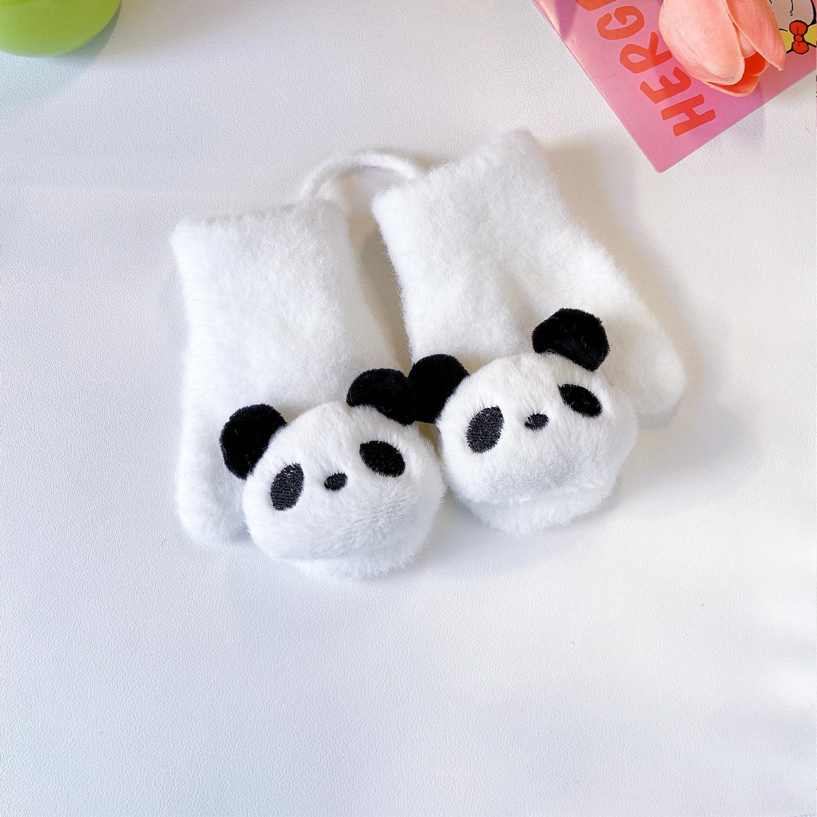Hand-Knitted Panda Plush Mittens: Cute Chinese-Style Lanyard Bag for Boys & Girls (Autumn/Winter)