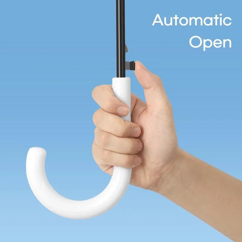 Transparent Umbrella Windproof Strong 16 Ribs Long Handle Rain Umbrella for Women Semi-automatic Big Umbrella