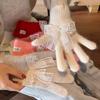 24-Year-old lace bow knitted gloves women's finger cold-proof dew finger gloves tide Korean