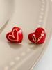 European & American C-Shaped Heart Velvet Stud Earrings for Women – Elegant Korean Style Accessories.