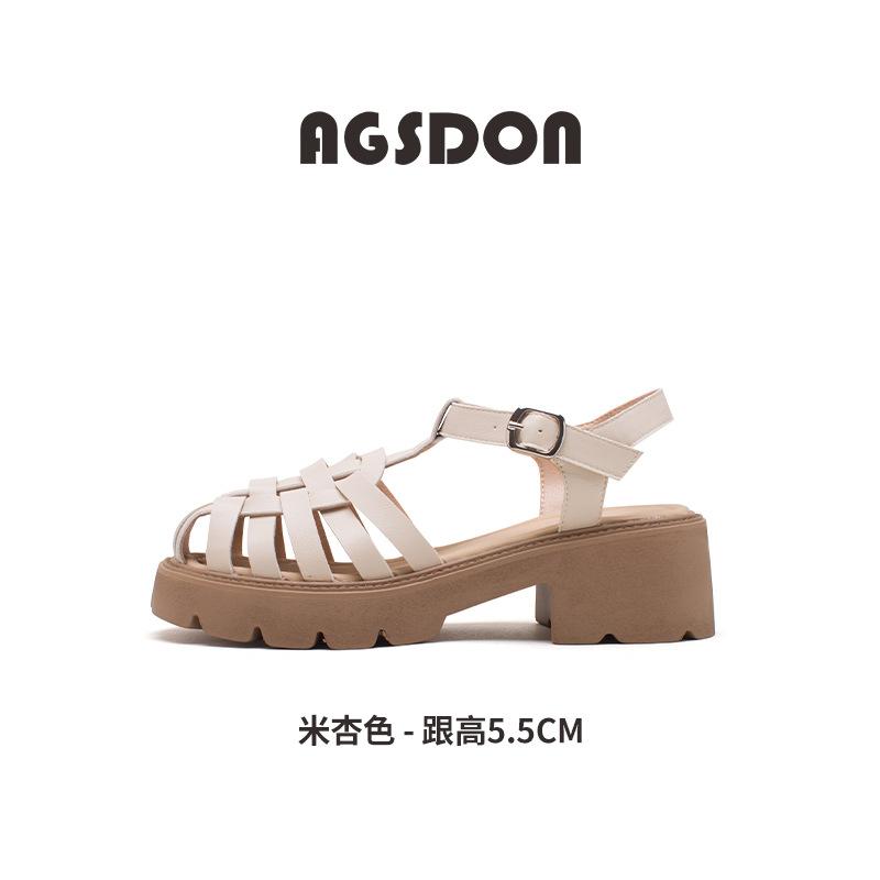 Augustine Roman sandals women's 2025 new summer white baotou pig cage shoes retro woven hollow sandals