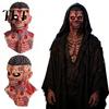 Realistic Brain Flesh Details Scary Zombie Head Masque, Adults Horror Latex Full Hood Coverage Face Masque Creepy Skeleton Halloween Costume