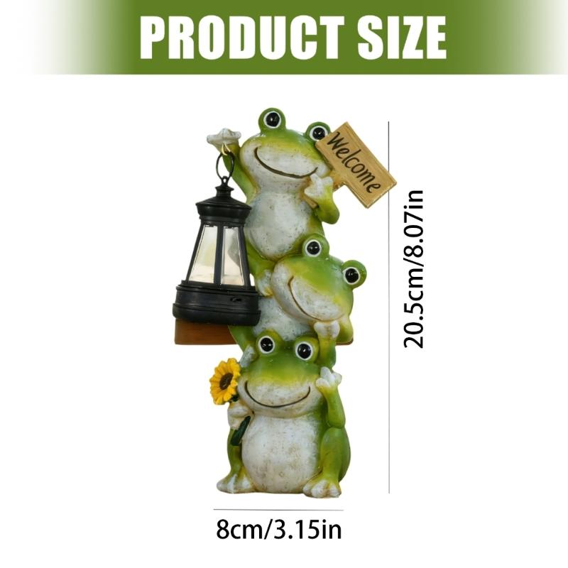 Unique Gift Solar Powered Frogs Garden Lanterns Resins Sculpture Waterproof Ornament For Outdoor Lawn Yard Home Decors
