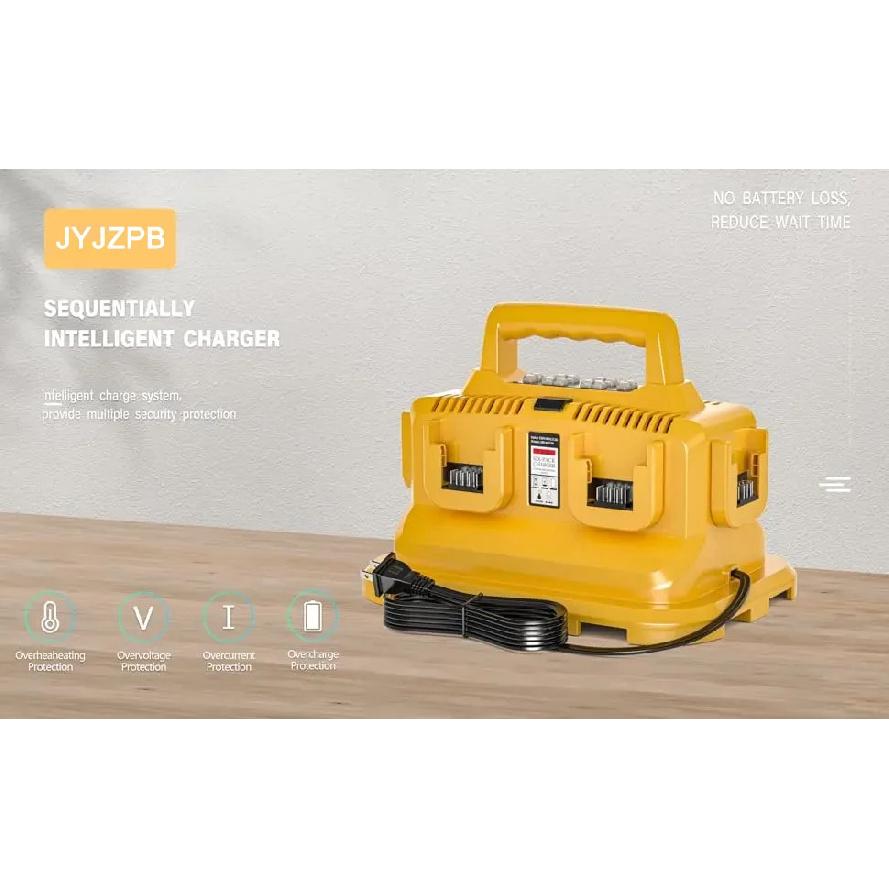 6-Ports for Dewalt Battery Charger, 20V/60V Simultaneous Charging ,Compatible with DCB200,DCB203,DCB204,Rapid Charger Station