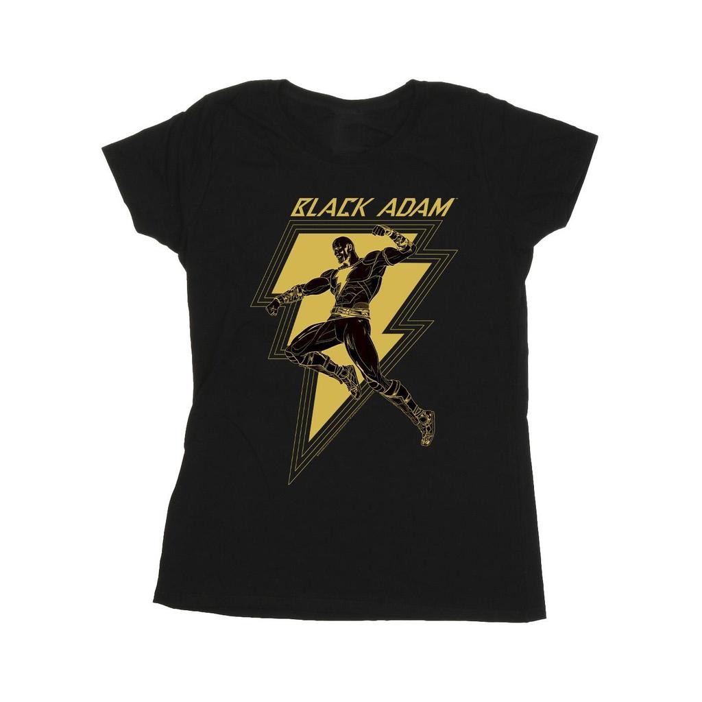 DC Comics Womens/Ladies Black Adam Golden Bolt Chest Cotton T-Shirt