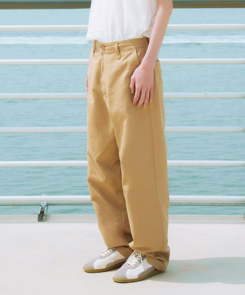 Pieseussi 1990 Wide Mini Pocket Cotton Pants _ Khaki Beige