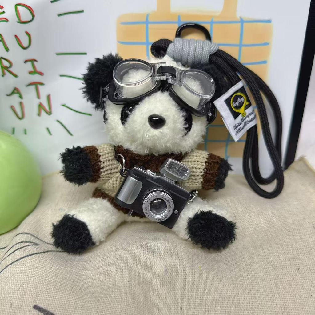 Kreativ Kamera Björn Hänge Plyschdocka Pilot Figur: Present till par Nyckelring Väskberlock