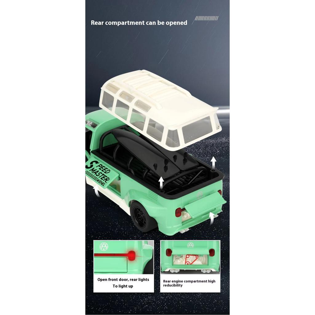 1/32 Volkswagen Bus T1 Modified Alloy Metal Diecast Car Model VW Collection Vehicle Kids Toy Car Holiday Gifts Box Present Scale
