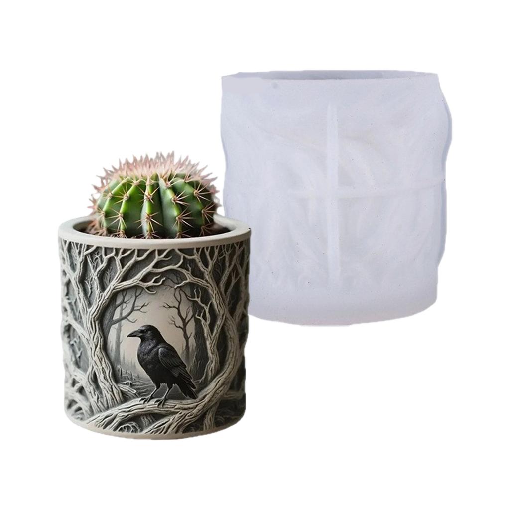 Flowerpot Mould Silicone Crow Planter Mold for Crafting Resin Jewelry Decorative Planter Multiple Crafting Materials