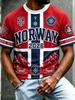 2026 Norway Flag Soccer Jersey Print Short Sleeve Crew Neck T Shirt Flat Printing Sleeve Men Sports Training Casual Fan Top