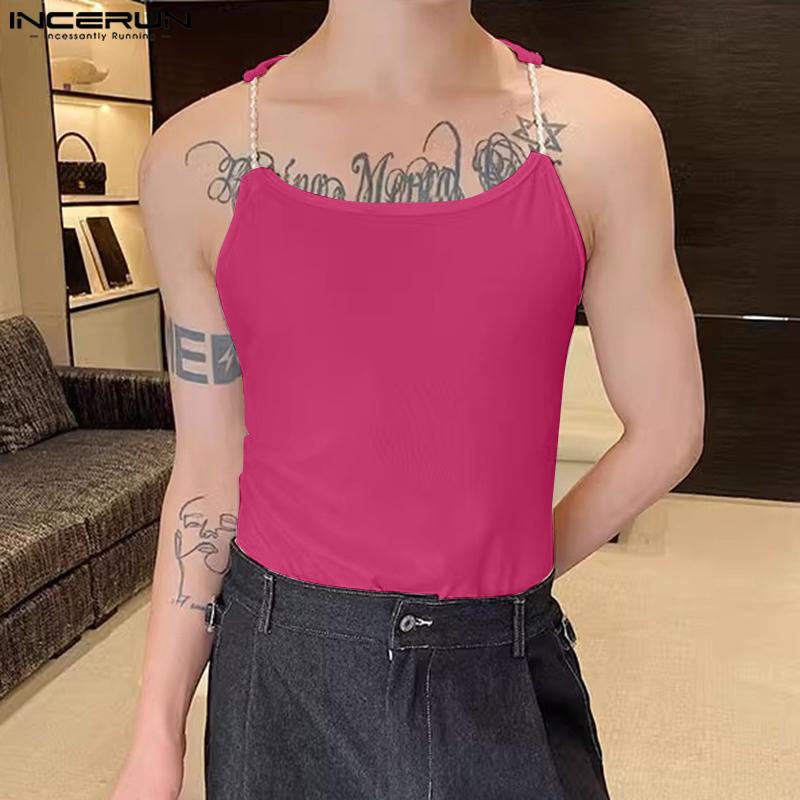 INCERUN Καλοκαιρινό ανδρικό αμάνικο λουράκι φανελάκι πάρτι κλαμπ