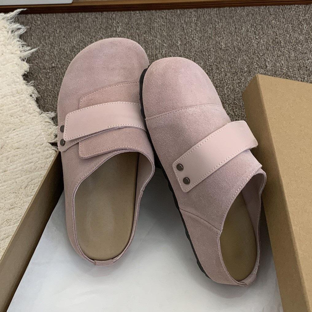 

Внутреннее увеличение высоты, одна педаль, ленивые туфли Мюли 2025 новая весна кожа толстая подошва верхняя одежда сумка голова половина шлепанцы 40 розовый