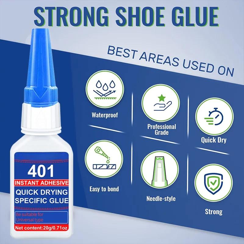Brand-new upgraded 401 super cyanoacrylate glue, instant drying in 5 seconds, waterproof, stable and versatile bonding tool.