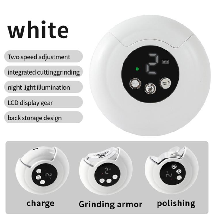 2 In 1 Rechargeable Fingernail Trimmer Electric Automatic Nail Clippers with 3 Speeds Fingernail Cutter for Seniors