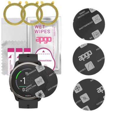 3x apgo ΜΑΤ Υβριδικό προστατευτικό γυαλί συμβατό με Suunto 5 Peak, εύκαμπτο nano γυαλί, εξαιρετική αντικατάσταση για σκληρυμένο γυαλί, ανθεκτικό στις γρατζουνιές, ful