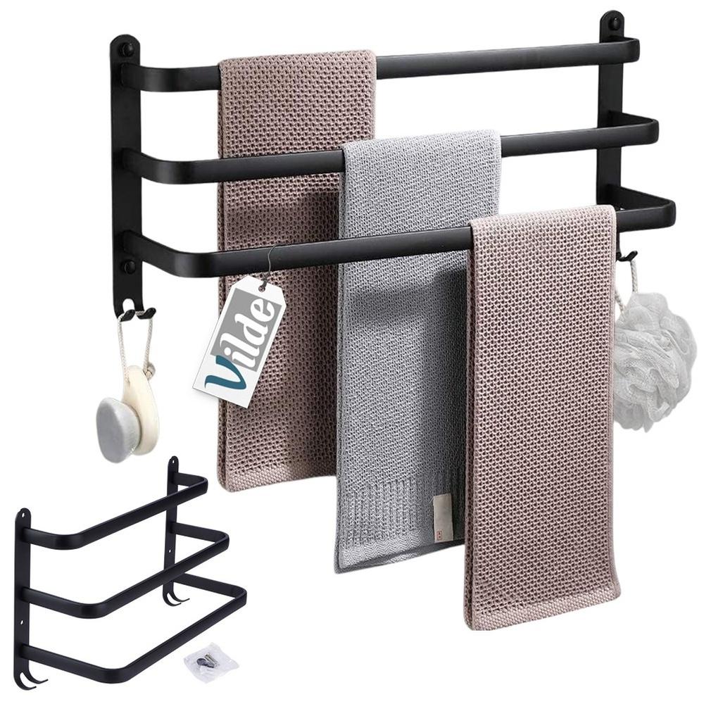 Schwarzer Aluminium-Handtuchhalter 40 cm