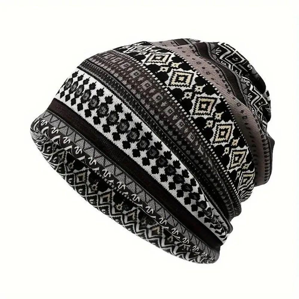 Contrasting Colors Turban Hats Plaid Print Casual Hedging Cap Gifts Pullover Hat  Autumn and Winter