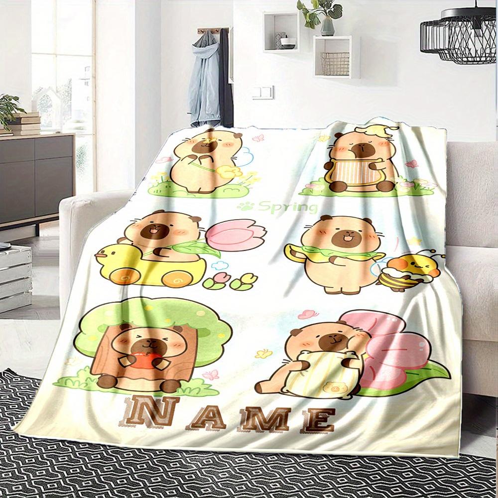 Home Customize Your Name Blankets Cute Girl With Cat On Branch Comfortable Soft Lightweight Allseason Multipurpose Blanket For Picnic Sofa Office Bed