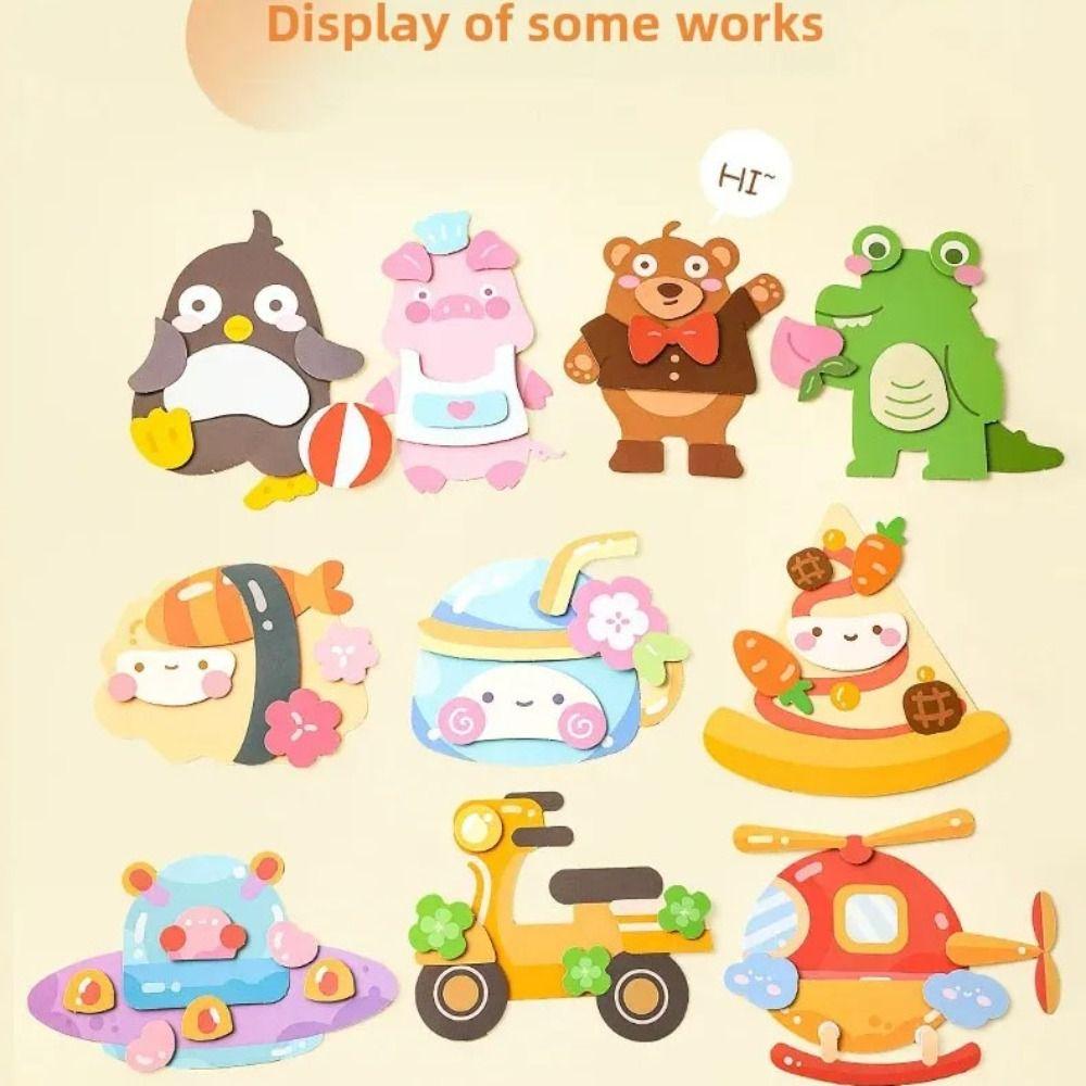 Paper DIY Paste Material Kit Educational Toys Animals Sticker Book  Birthday Gift
