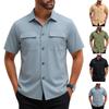 Camicia Estiva alla Moda da Uomo con Doppia Tasca - Camicia Casual Sportiva da Uomo con Bottoni a Maniche Corte