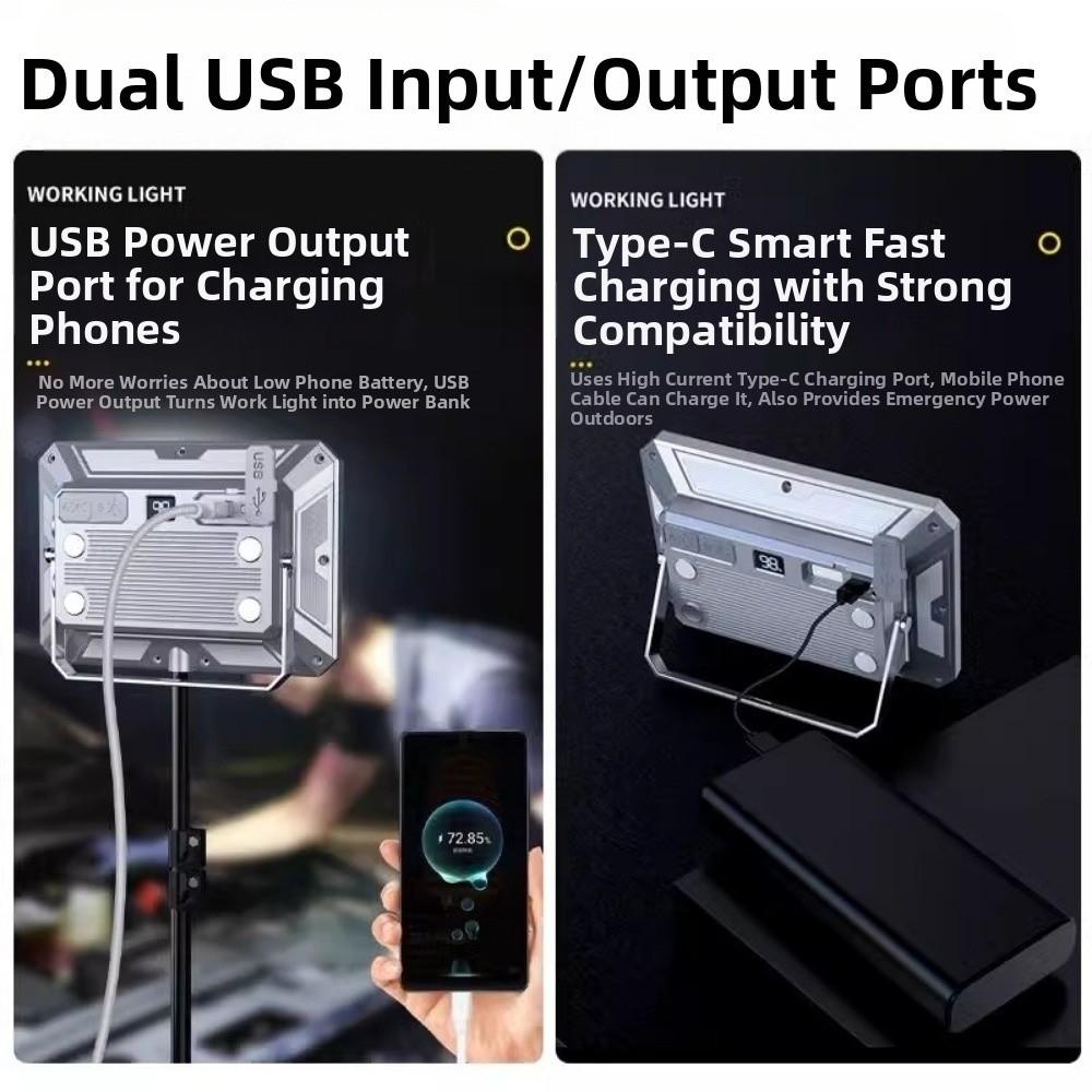 High Power LED Camping Light 50W Long Battery Life Rechargeable Searchlight Type-C Fast Charging Magnetic Base