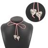 Stylish Heart Pendant Necklace for Women Elegant Knotted Bowknot Adjustable Chain Jewelry Accessories for Daily Wear