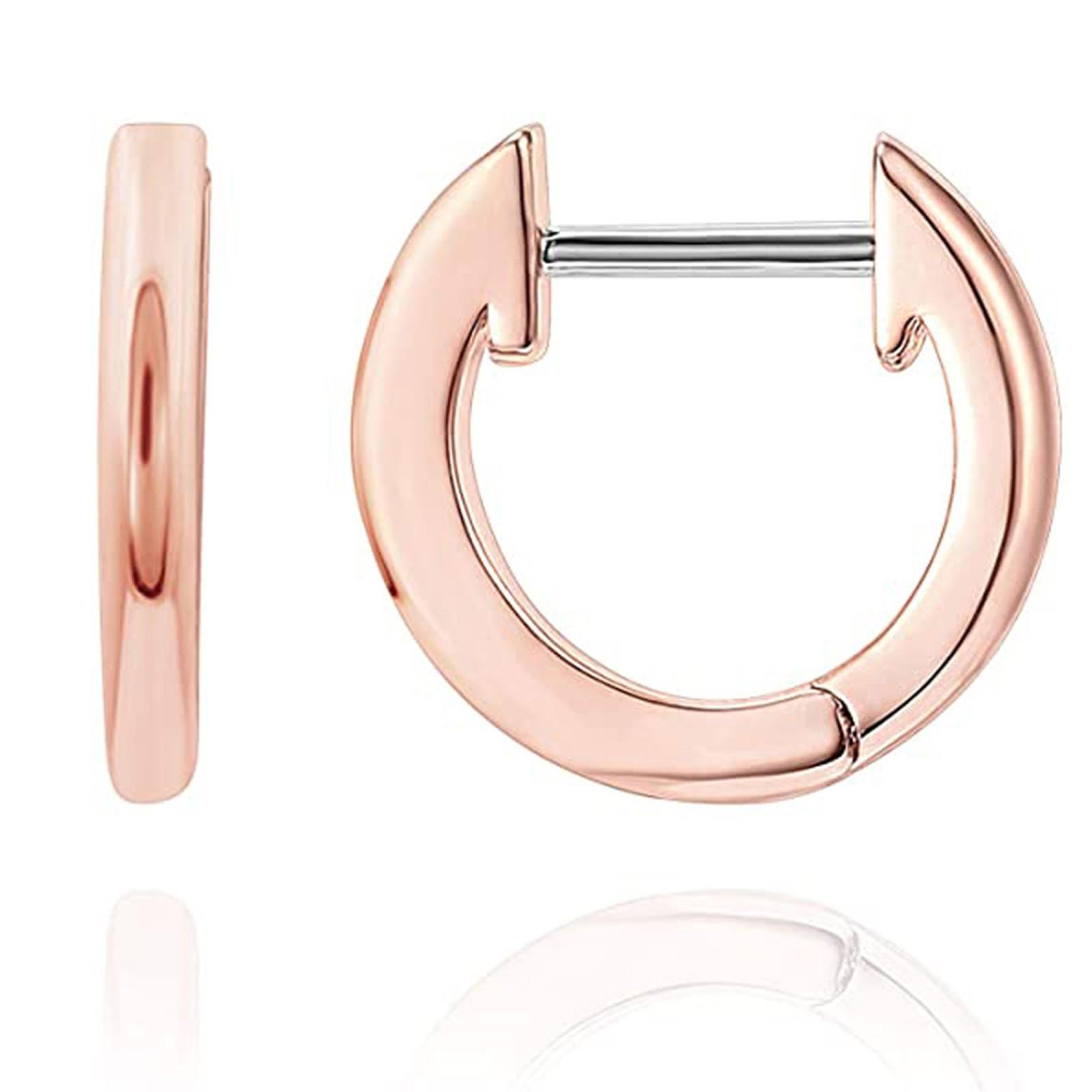 1Pair Stainless Gold Plated Cuff Huggie Stud Small Hoop Earrings Women AS SHOWN