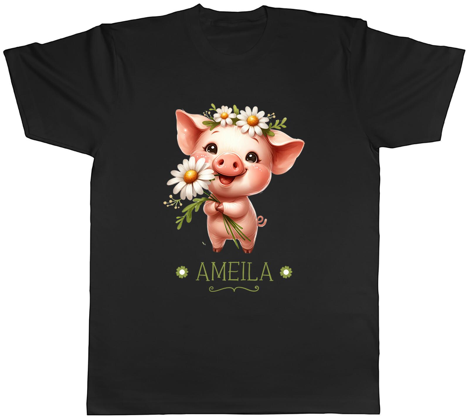 Personalised Pig Daisy Flower Mens T-Shirt Forest Animal Floral Tee Gift XXXL
