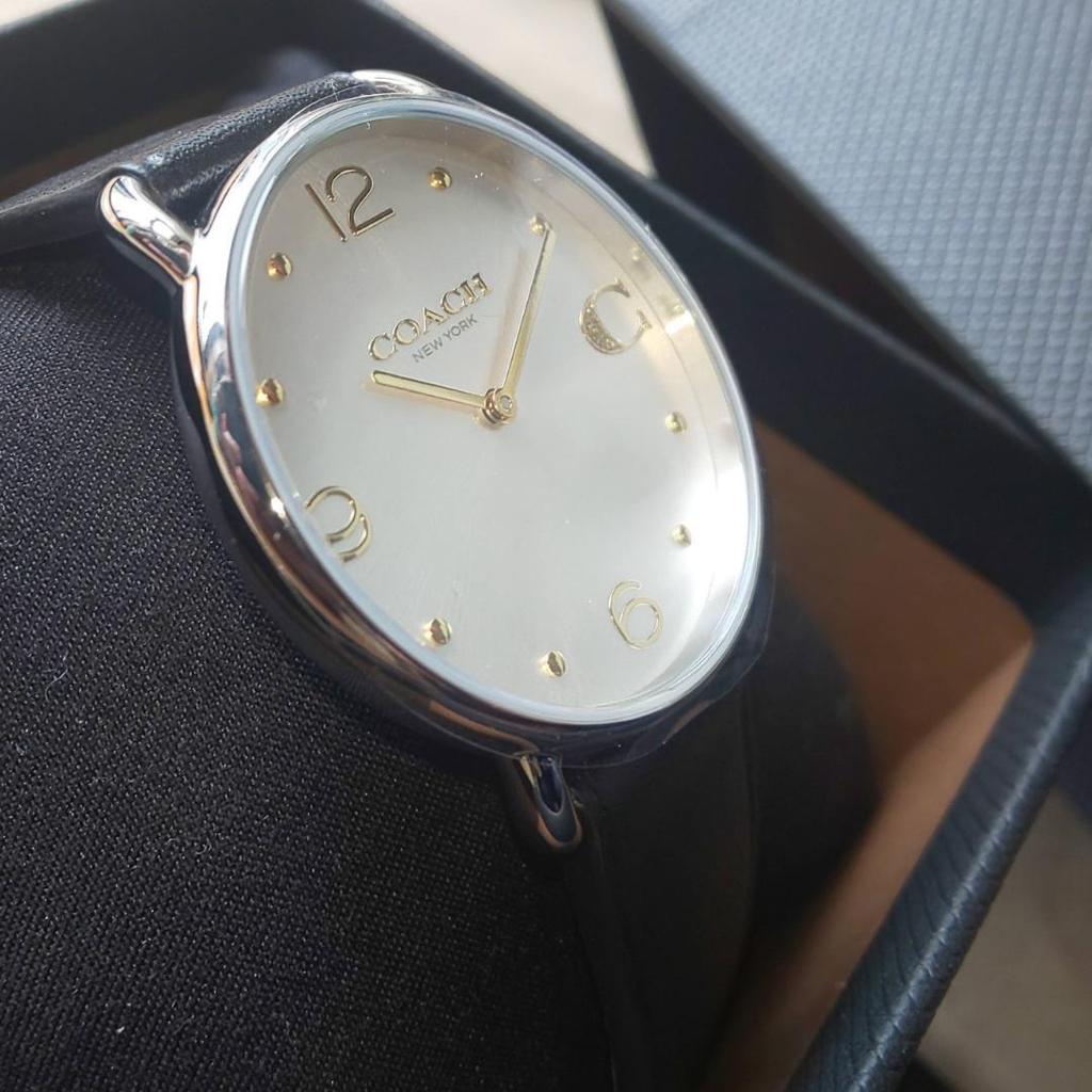 Used Coach Elliot 36mm Sunray Dial Black Leather Strap