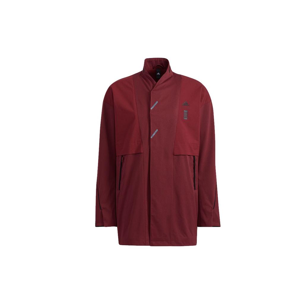 Adidas Xia Long Logo Stand Collar Sports Jacket Men Outerwear Brick-Red HE5122
