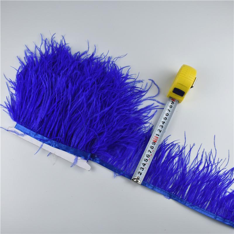 1Meters Ostrich Feathers On Tape Fringe Trim Ribbon 10-15Cm 4-6" Long White Feather Trims Decor For Clothes Flecos Decoration