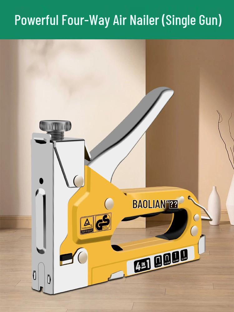 Manual Pneumatic Nail Gun: Brad Nailer, Steel Nailer, U-Shaped & Straight Nails for Wire Trough and Woodworking.