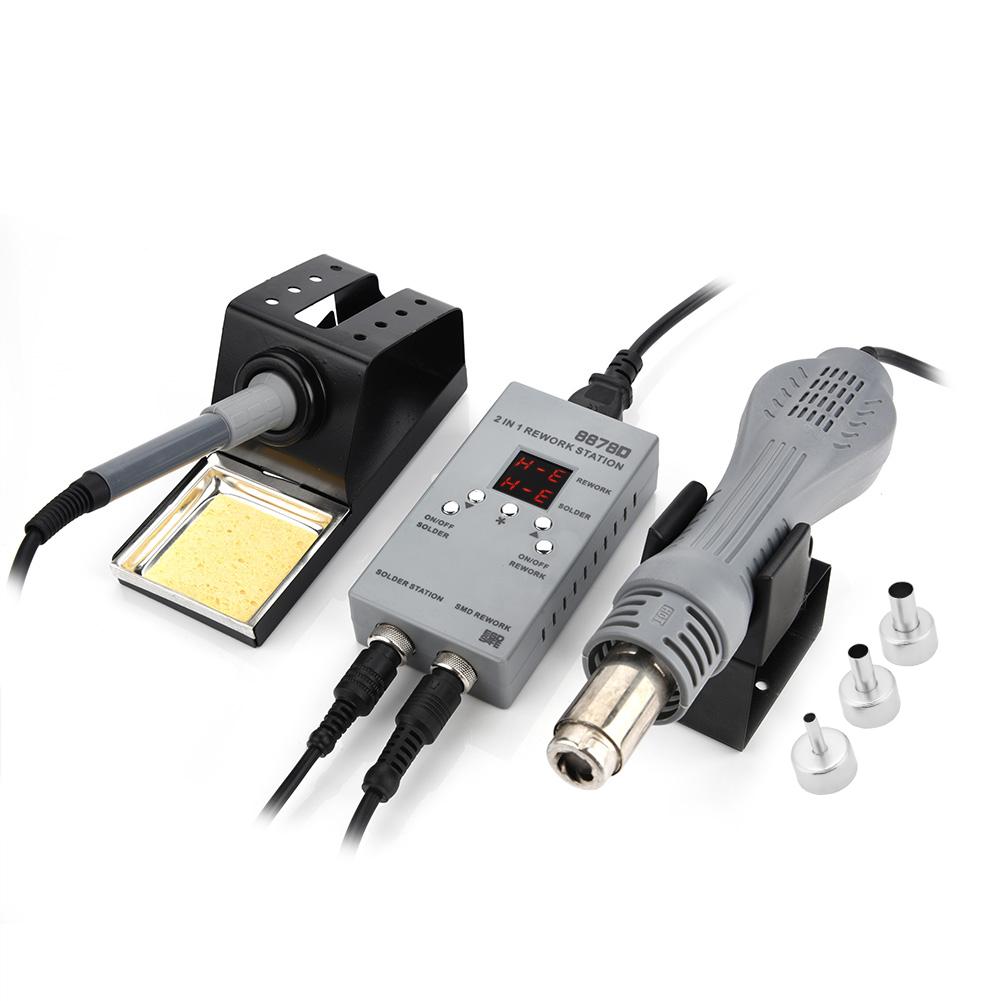 8878D 2 In 1 SMD Rework Station with Hot Air Gun & Soldering Iron for Phone Repair