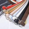 Women Belt Non Perforated Fashion Simple Round Buckle Belt Genuine Casual PU Leather Belt With Skirt Pants Jeans Women Waistband