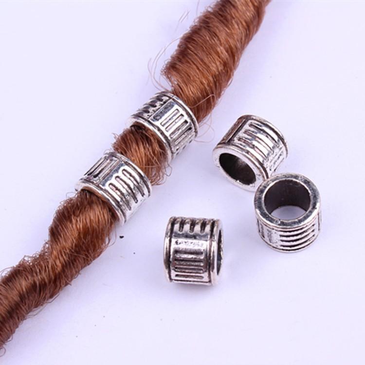 5pcs/bag Silver Metal Hair Rings Braid Dreadlocks Bead Hair Cuffs Dread Tube Charm Dreadlock for DIY Hair Accessaries
