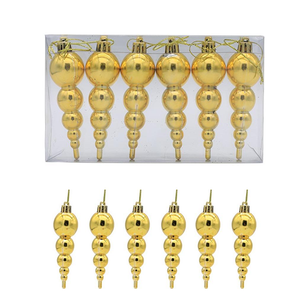 6pcs Painted Christmas Gourd String Pendant Reusable Xmas Tree Ornaments  Wedding Party