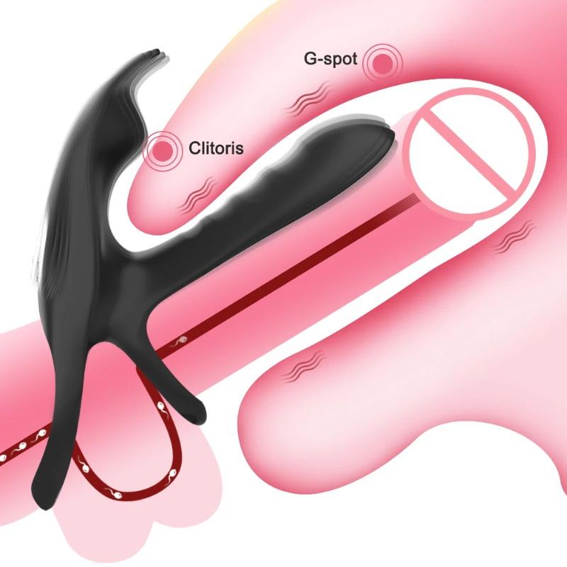 Couple Vibrator with Dual Motor Cockring Wireless Remote Cock Penis Ring Adult Sexy Toys For Men Delay Ejaculation Penisring