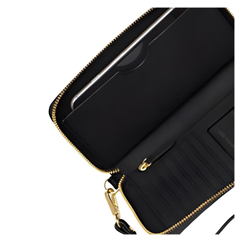 MICHAEL KORS Logo logo zipper closure leather wallet large size unisex couple style black