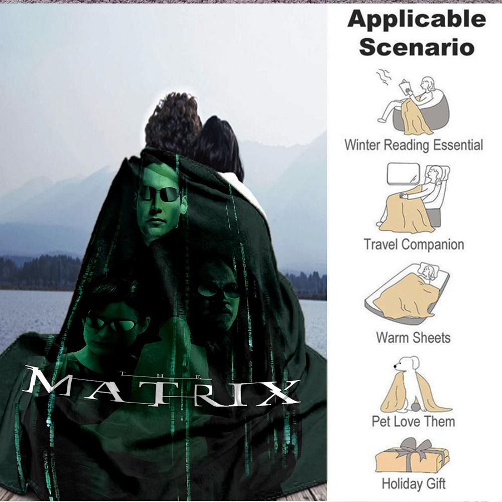 1pc Matrix, Neo Blanket Lightweight Flannel Throw For Sofa, Bed, Travel, Livingroom, Office, Couch, Chair, And Bed