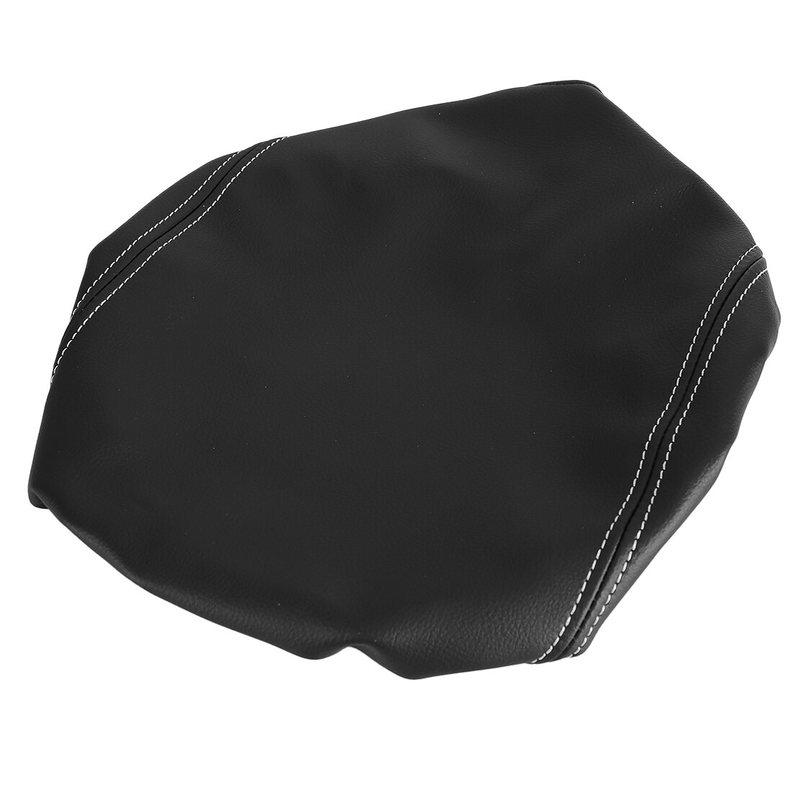 Center Console Lid Armrest Cover Fit For Toyota Prado 150 2009 2010 2011 2012-2023 Black With Grey Stitching Microfiber Leather