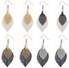 Earrings Leaf Earrings Gold Simple Double Layer Hollowed Out Leaf Earrings Vintage Double Layer Teardrop Straw Large Circle Women's Earrings