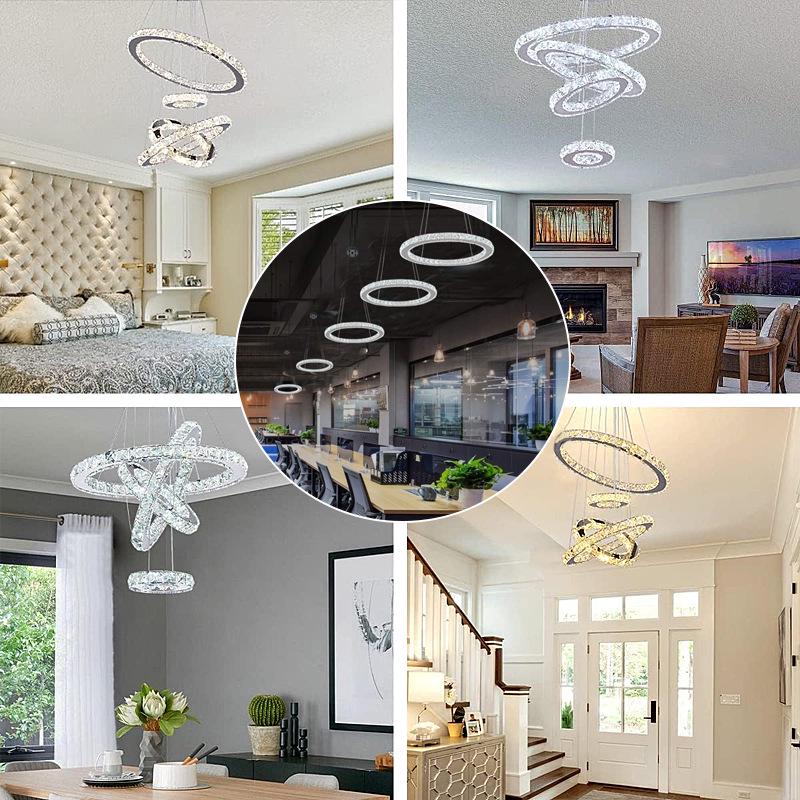 Modern Minimalist Crystal Pendant Light for Dining, Living Room, Bedroom & Staircase