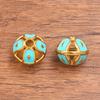 Stainless steel gold round enamel color isolation bead oil pendant